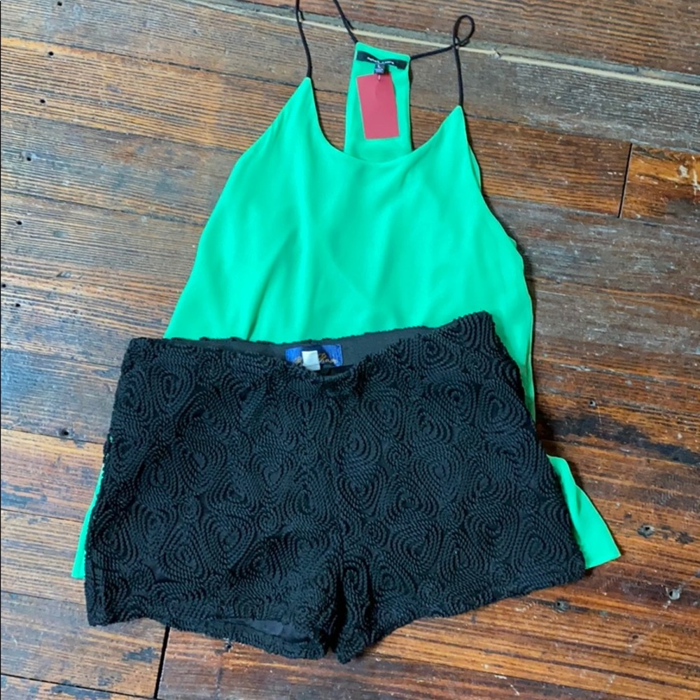 Blue Rain embellished black shorts stretch!